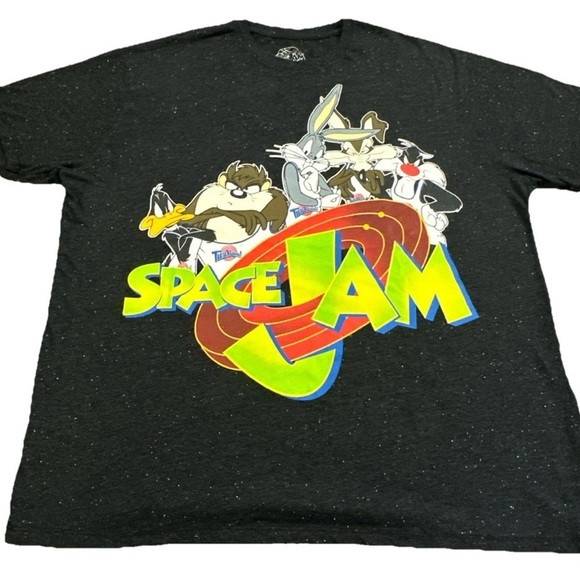 Warner Bros. Other - Space Jam Mens XXL Black Movie Graphic T-Shirt Looney Tunes Big Logo Soft Tee